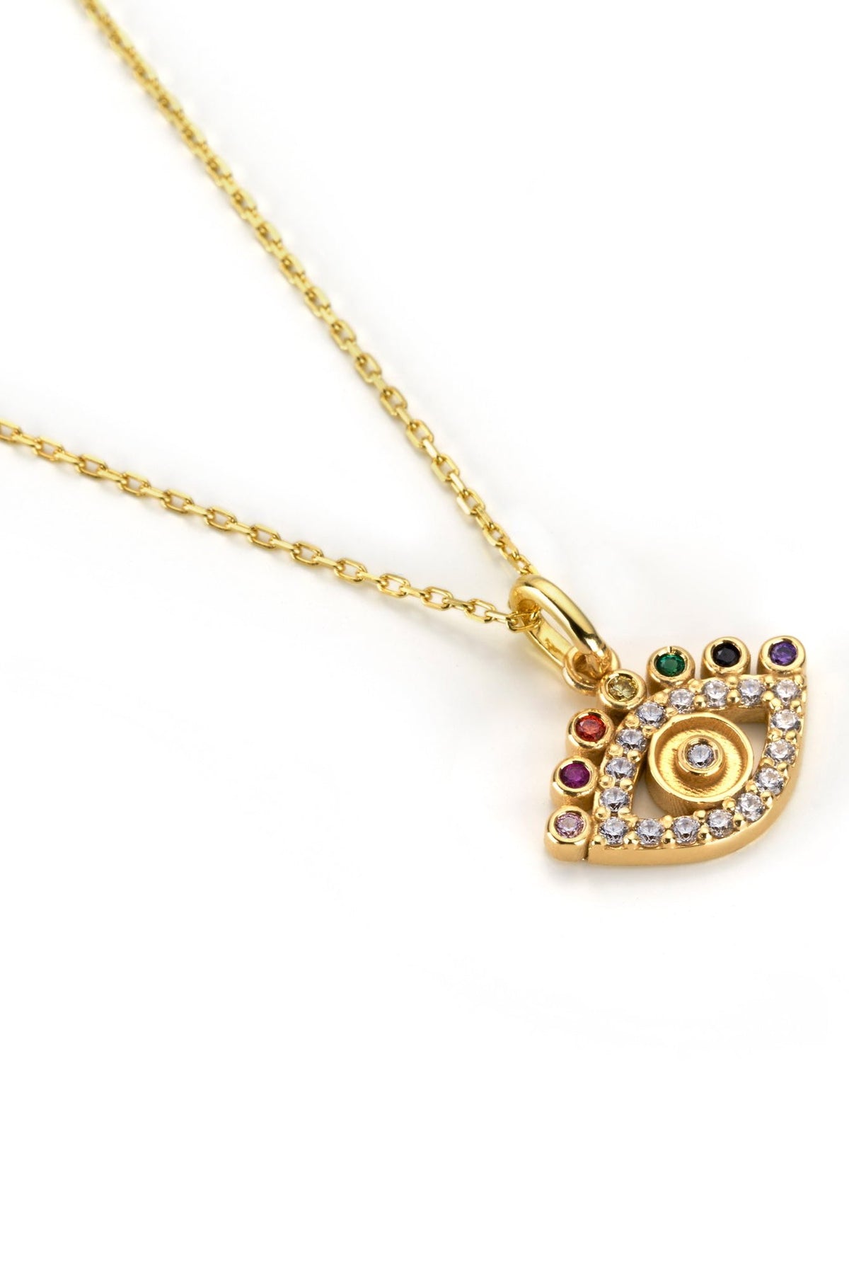 Rainbow Nazar Necklace Gold